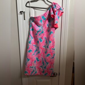 EUC Lilly Pulitzer Estrella Dress Bermuda Blue Turtle Eclipse Size 10